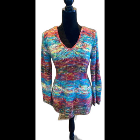 Bobbie Brooks Women’s Sweater  Size Medium Rainbow Colors Fuzzy Soft Knit - Picture 2 of 10